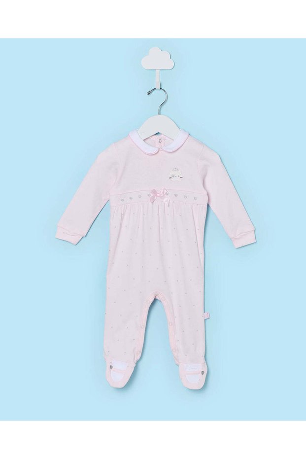 Baby Girls Pink Allover Print Sleepsuit
