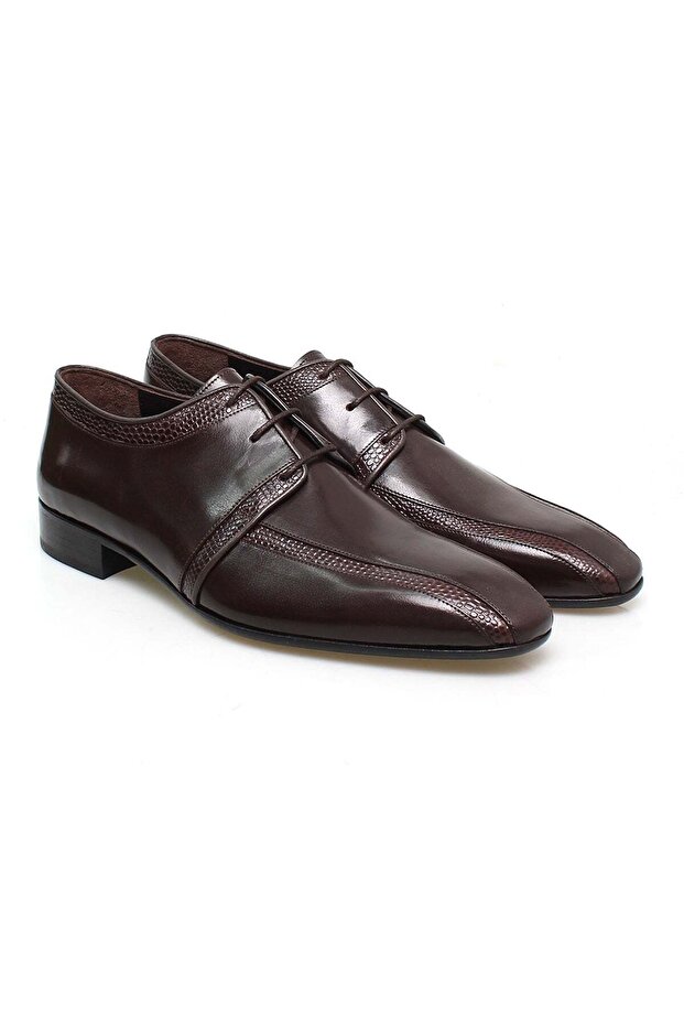 Brown Lace-Up Genuine Leather Sole Men's Shoes