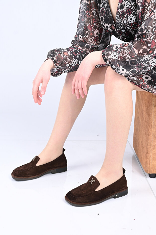 Laceless Buckle Thermo Sole Genuine Leather Loafer 340-2007 Women's Shoes