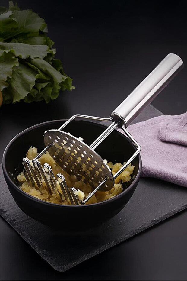 Stainless Steel Strappy Potato Masher & Practical Vegetable Puree Preparation Utensil (23 cm)