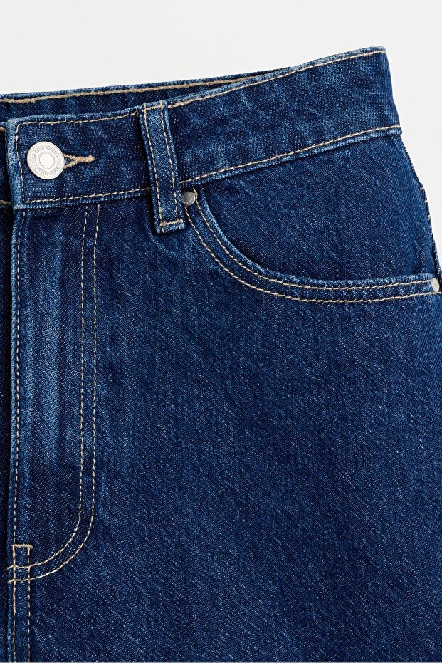 Basic denim mom şort - 7