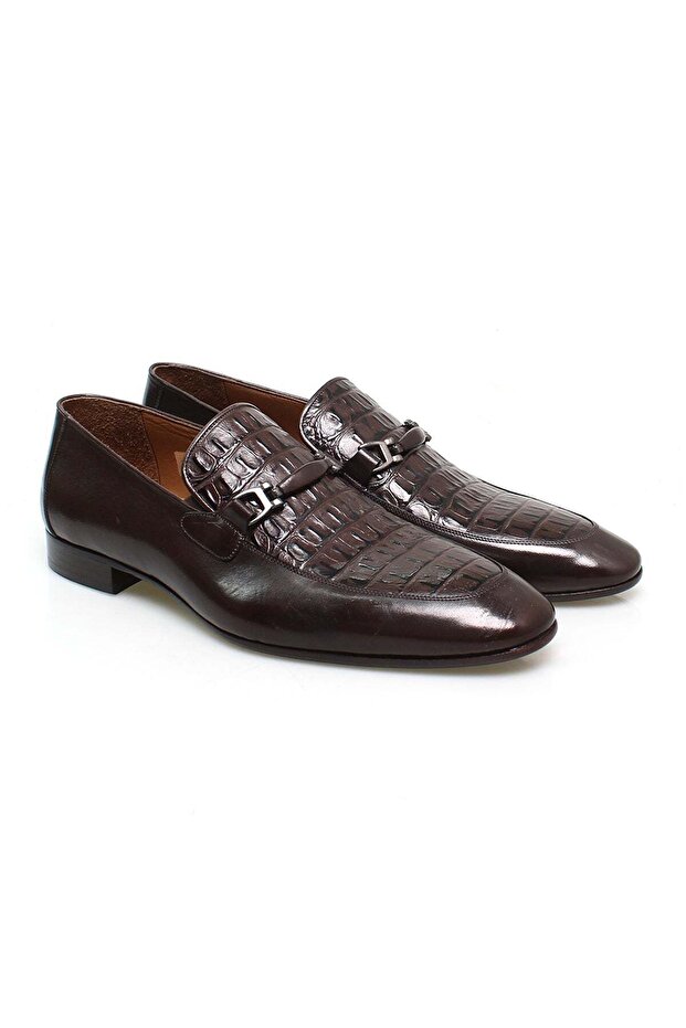 Brown Laceless Genuine Leather Leather Sole Men's Shoes