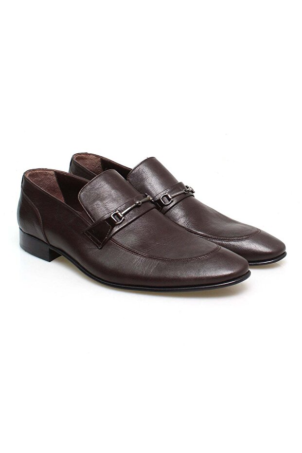 Brown Laceless Genuine Leather Leather Sole Men's Shoes