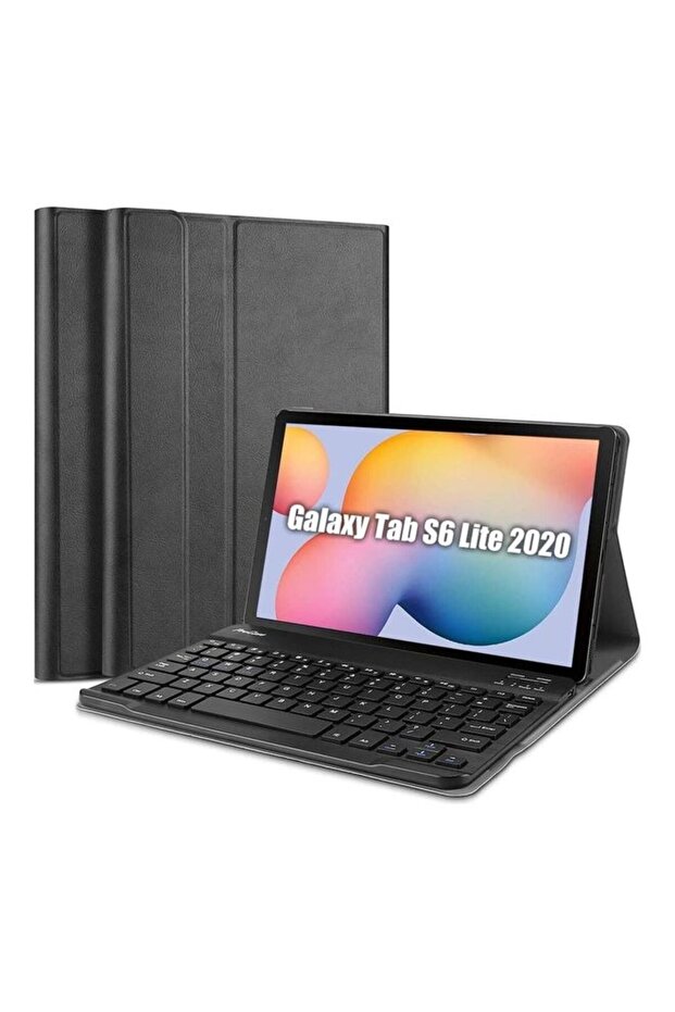 Protective Case Cover With Wireless Keyboard For Samsung Galaxy Tab S6 Lite 2020 Black