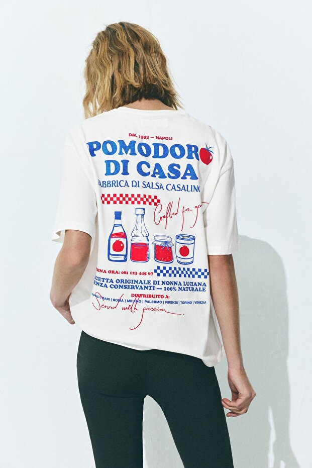 Pomodoro grafik baskılı tişört - 5