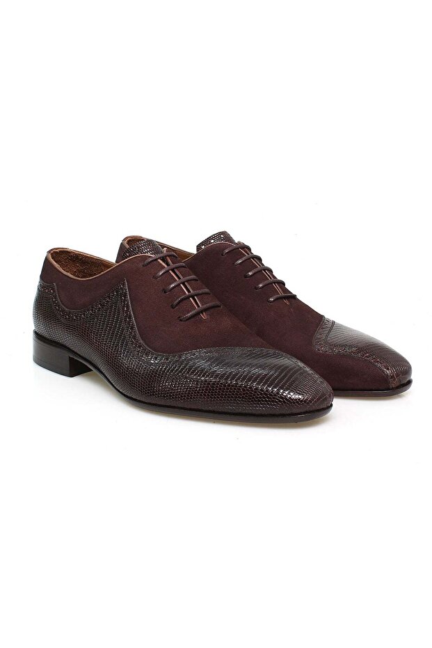 Brown Lace-Up Genuine Leather Sole Men's Shoes