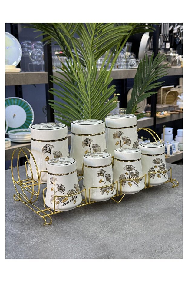 Luxury Porcelain Estelle Gold 7-Piece Spice Set