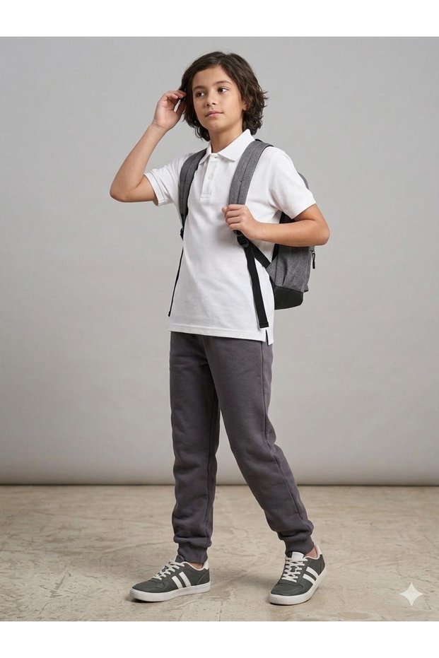 School Girls Boys Children's Smoked Color Seasonal 2-Thread Sweatpants