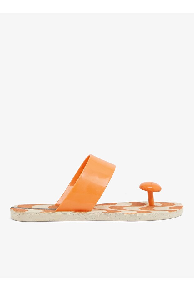 Look Copacabana Women's With Printed Sole Single Strap Sandals-Orange, size-38