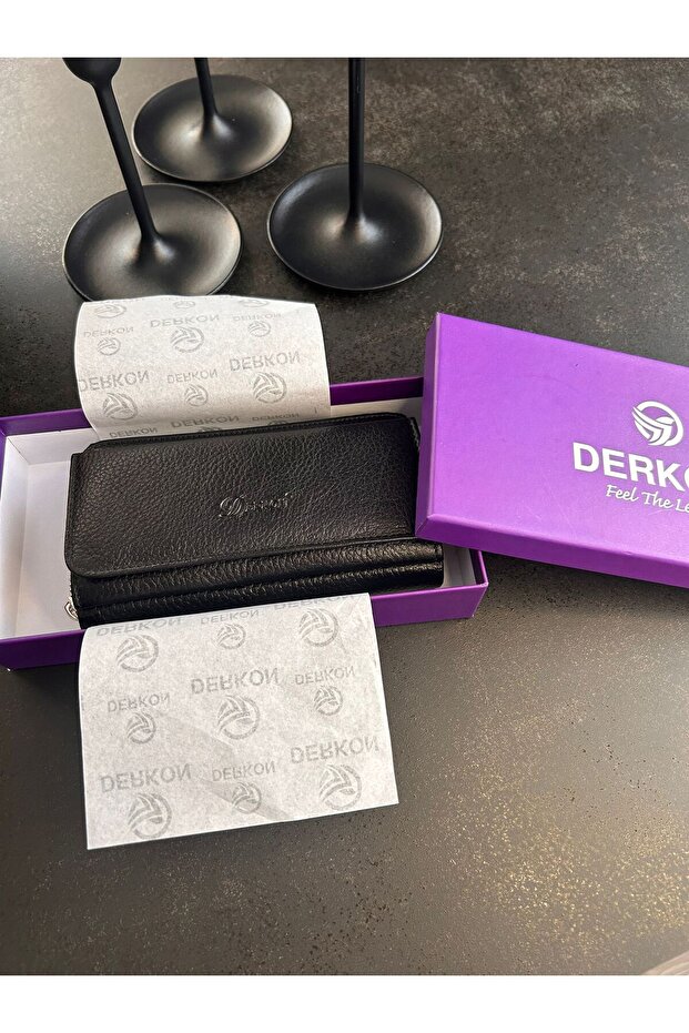 Derkon Leather Wallet - Stylish and Practical - with Card Holder and Money Compartment