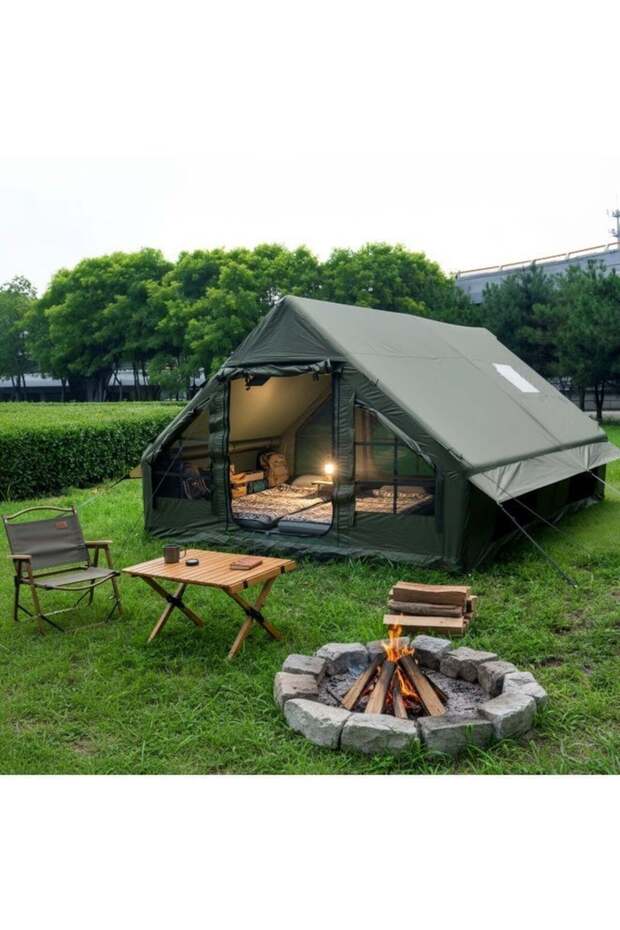 GT-8X Inflatable Camping Tent with Carry Bag & UV Protection