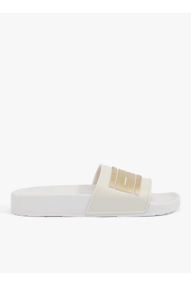 Slide London Women's Anti Slip Sole Single Strap Sandals-White, size-40