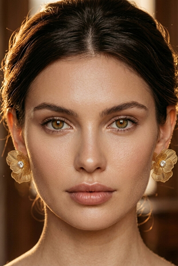 3-Leaf Crystal Elegant Bronze Earring Set - 2