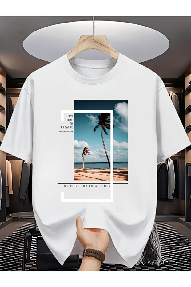 Bay We'Re up for Great Times Text Printed Premium Oversize T-Shirt