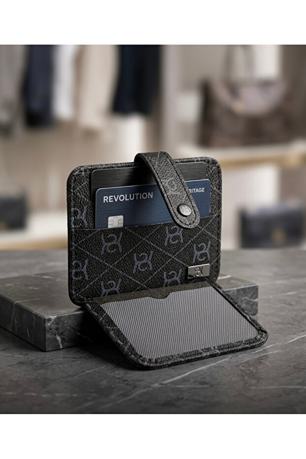 Modern Patterned Snap Fastener Card Holder Wallet