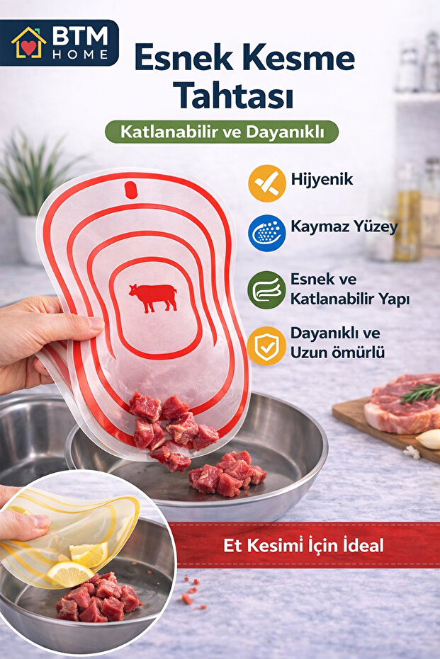 Flexible Cutting Board Large Size Chopping Board Non-Slip Kitchen Cutting Board for Vegetables Fruits Meat Fish