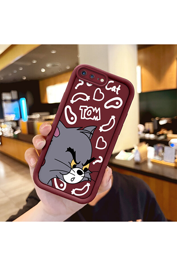 حافظة متوافقة مع هاتف iPhone 7 Plus/8 Plus عالية الجودة بنمط القط والفأر، مصنوعة من السيليكون للحماية الكاملة من الصدمات - 1