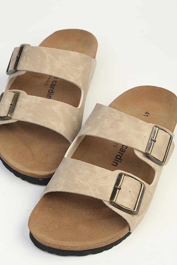 Beige Nubuck Men's Slippers Pc-7916