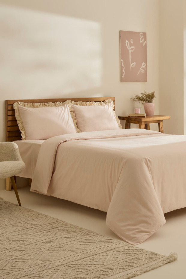 Lisa 100% Cotton Double Duvet Cover Set Rose