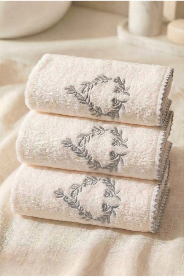 Set of 3 Kitchen and Hand/Face Towels 30X50 cm 100% Cotton