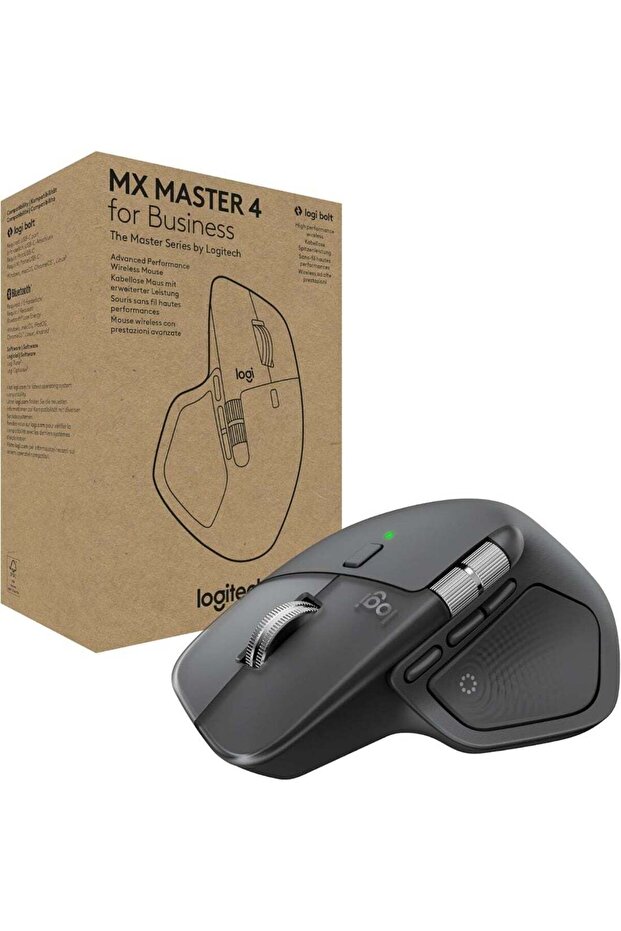 MX Master 4 for Business, Wireless Mouse with Quiet Clicks, 8K DPI, MagSpeed Scrolling, Log