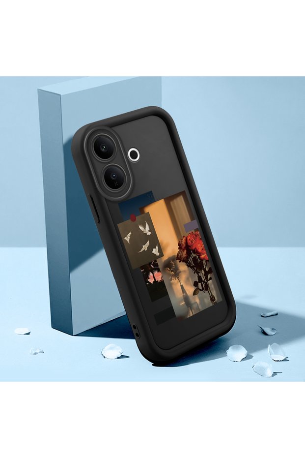 Vivo V60 Lite 4G/5G Compatible, Stylish Rose Patterned, High Quality Silicone Phone Case.