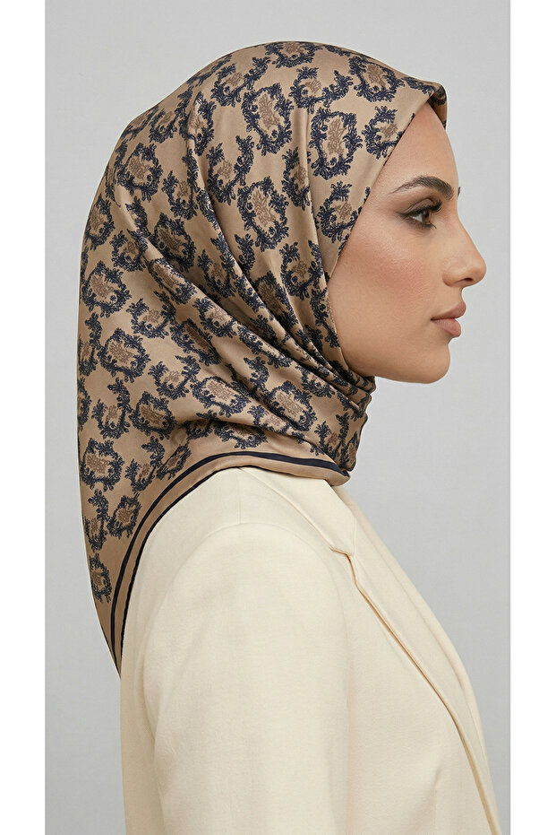 Vine Patterned Rayon Scarf - Ecru - 5