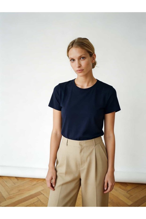 Crew Neck Short Sleeve Ribbed T-Shirt - R102