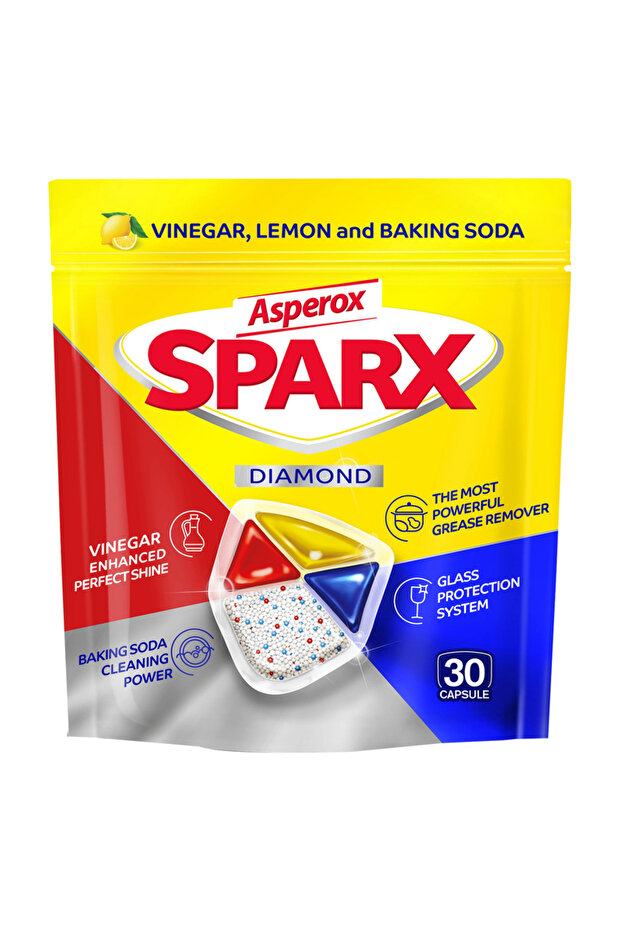 Dishwasher detergent capsules, SPARX 3in1 Diamond Lemon, 30 pcs, lemon scent - 1