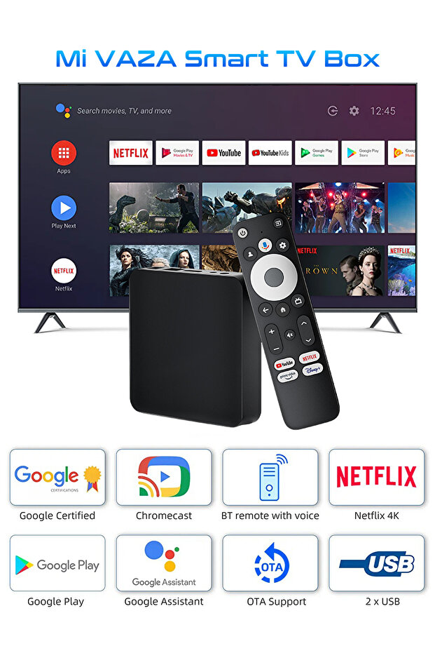 جهاز تلفزيون ذكي من جوجل [معتمد من جوجل] - 2 جيجابايت + 32 جيجابايت - دقة 4K HDR + أجهزة بث للبث التلفزيوني