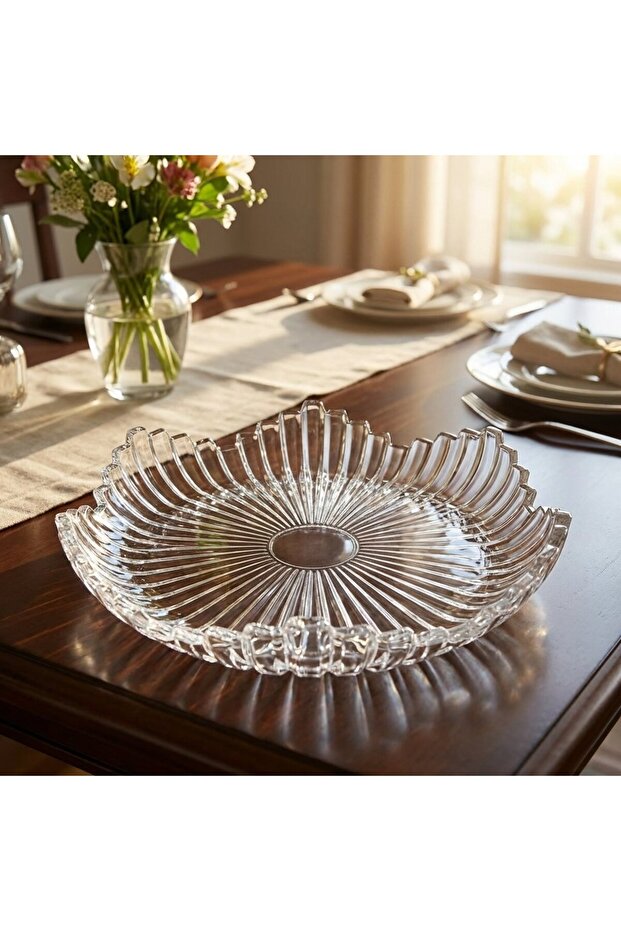 Melody Round Glass Tray – Presentation Tray – Fruit Bowl – 26 cm