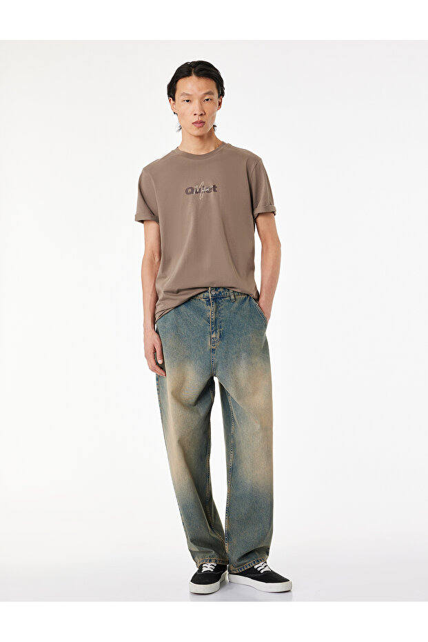 Cotton Pocketed Oversize Regular Waist Loose Skater Jean Trousers