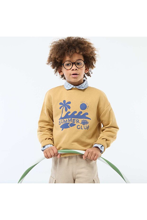 Printed Crew Neck Sweatshirt YELLOW