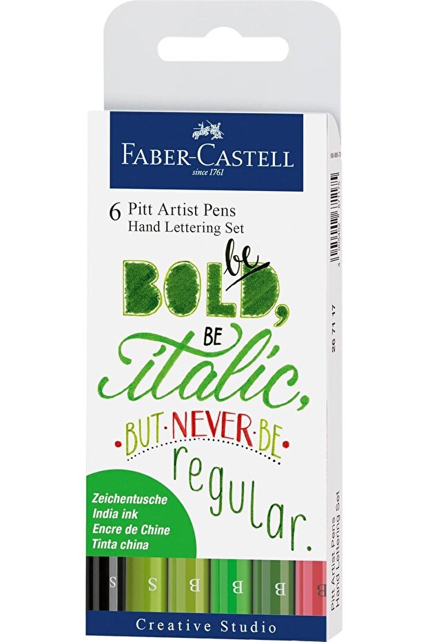 6'Lı Pitt Artist Pen Calligraphy Set Green Tones