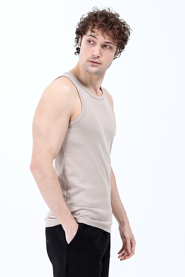 Men's Halter Neck Basic Sports Athlete Undershirt Beige - 26Y 1008