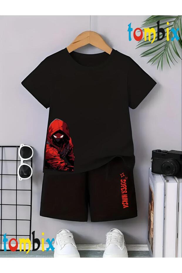 Yandan Ninja Printed T-Shirt Shorts Summer Children's Set