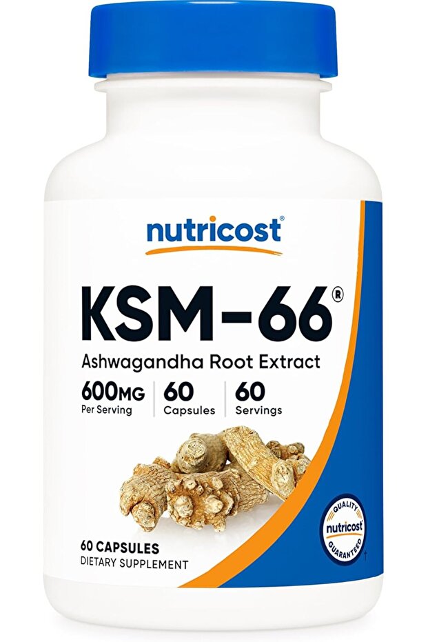 KSM-66 Ashwagandha Root Extract 600mg, 60 Veggie Caps - 5% Withanolides - with BioPerine - Full-Spectrum Root Extract