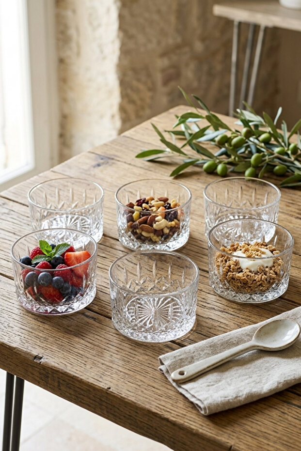 Glass Breakfast Bowl Set of 6 Small Size 260 ml (Snack/Appetizer Bowl/Dessert Bowl)