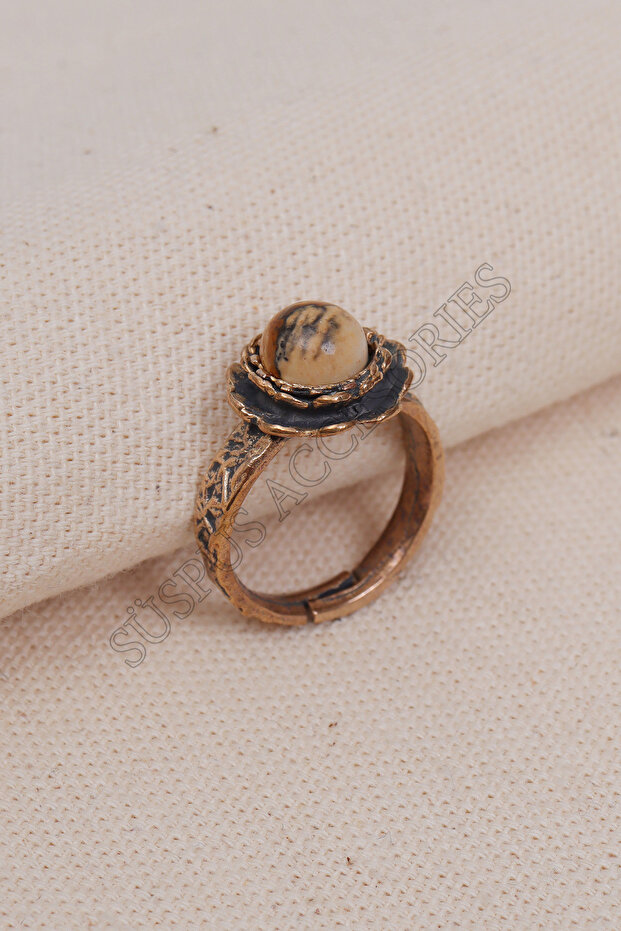 Jasper Stone Flower Model Authentic Ring - 1