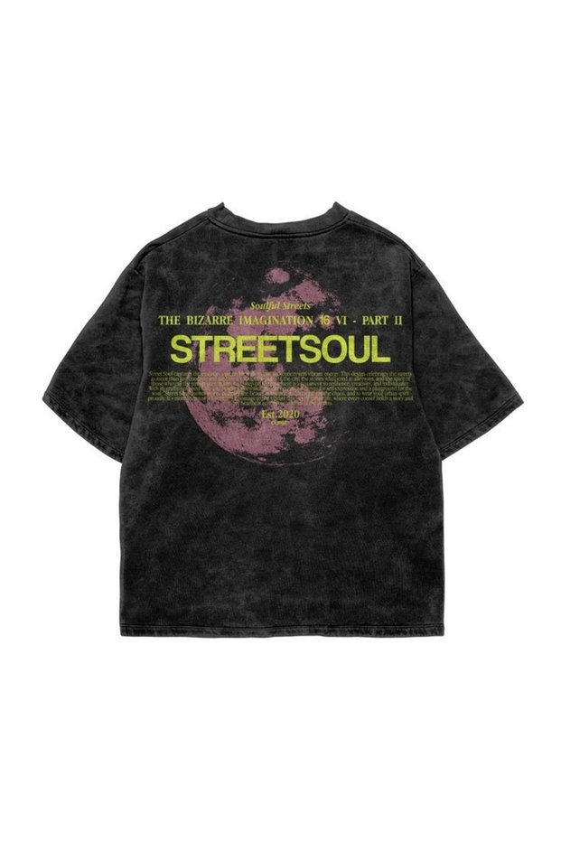 Calle Printed Premium Quality Vintage Wash Street Style Oversize T-Shirt Anthracite