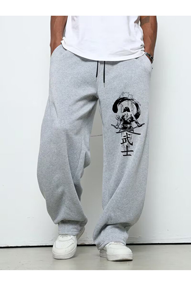 Unisex Japanese Samurai Printed Baggy Cut Wide Leg Summer Tracksuit