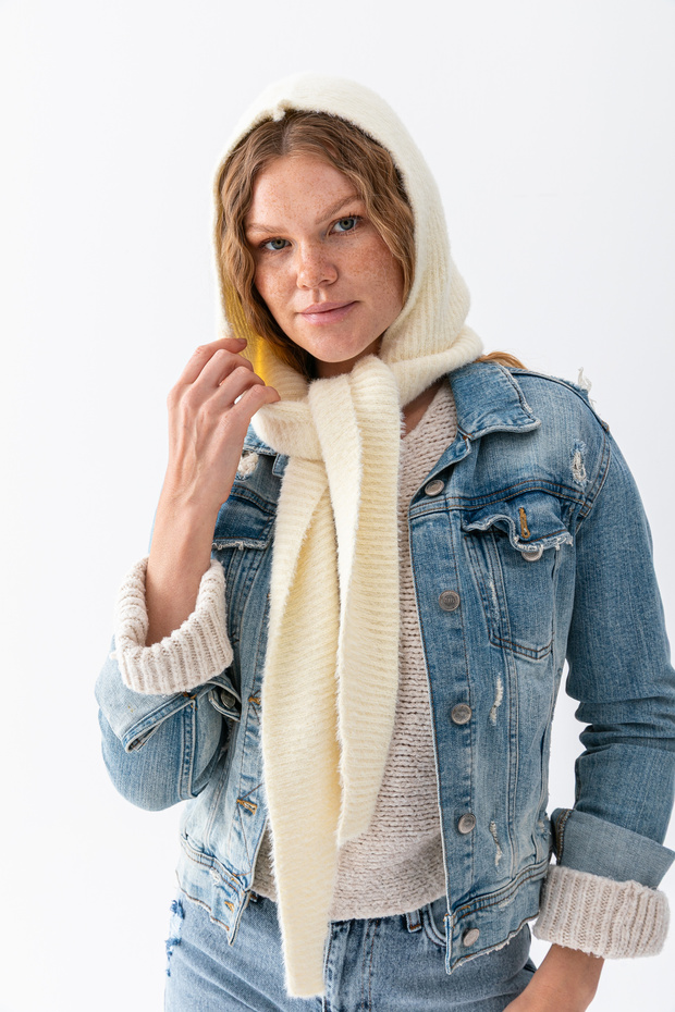 Soft Textured Tie-Up Balaclava Hooded Beanie Women's Winter Headgear Comfortable Stylish Use
