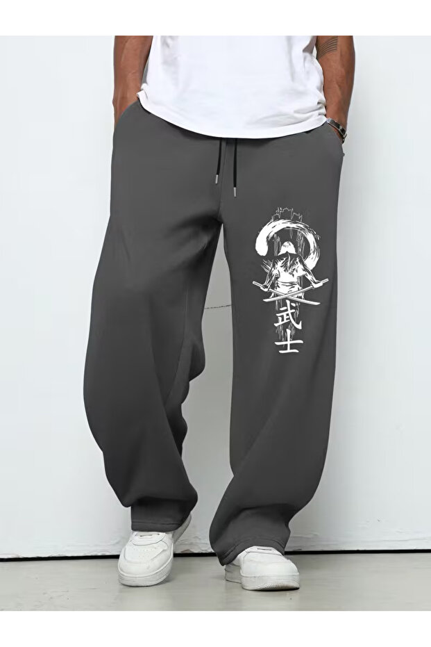 Unisex Japanese Samurai Printed Baggy Cut Wide Leg Summer Tracksuit