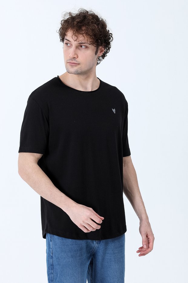 Men's Crew Neck Printed T-Shirt Black - 26Y 4074