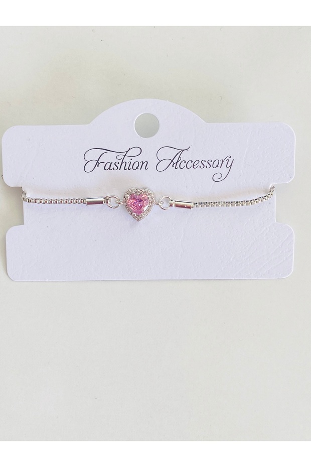 Bracelet Silver Color Pink Heart Bracelet