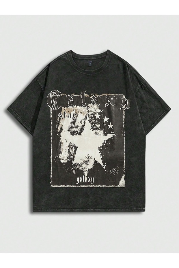 Unisex Men'S/Women's Custom Printed Washed Street Style Oversized Cotton Crew Neck T-Shirt Anthracite