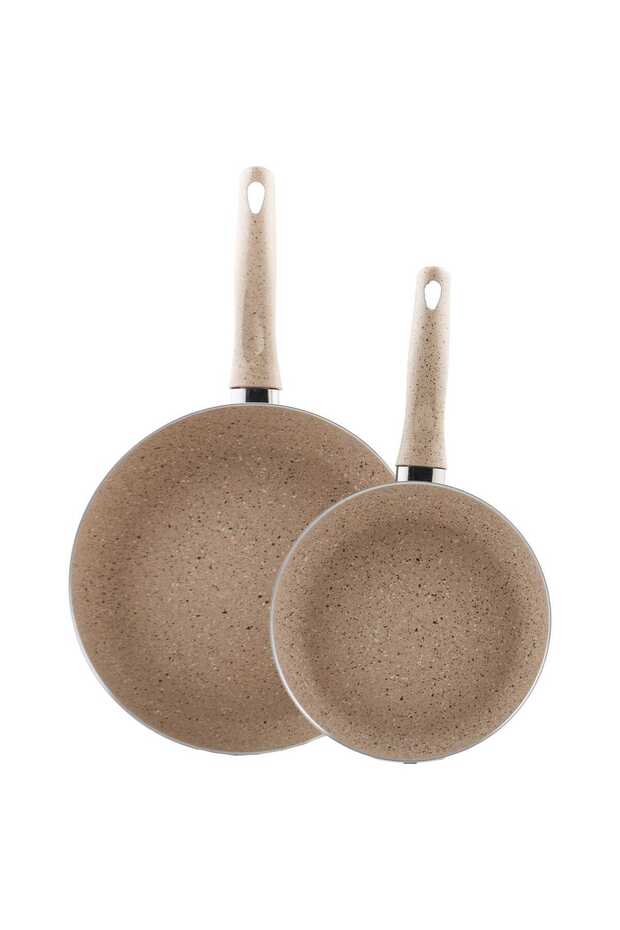 Granite Fry Pan, 2 pcs, Brown
