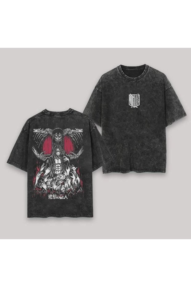 Anime Oversize T-Shirt - Anthracite Vintage Washed - 100% Cotton