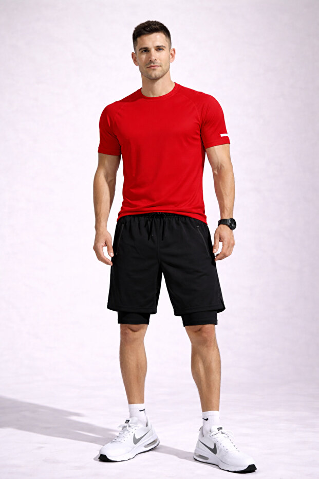 Bottom Top Set Quick Drying Athletic Technical Sportswear T-Shirt Sports Shorts