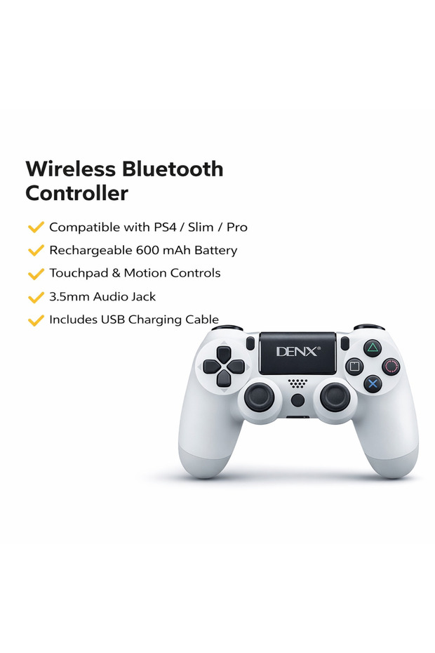 وحدة تحكم ألعاب لاسلكية بتقنية البلوتوث لجهاز PS4 من DENX مع مستشعر حركة سداسي المحاور، اهتزاز مزدوج، لوحة لمس DX3623 - 2
